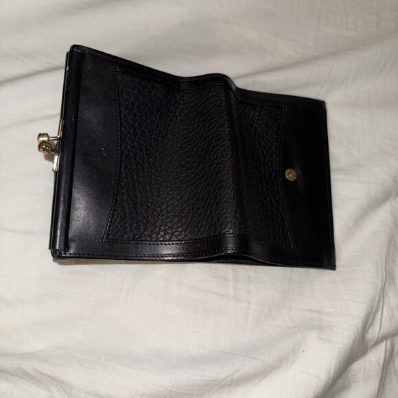 DOONEY & BOURKE Vintage AWL Black Leather Kiss-lock Bifold Wallet - Picture 3 of 6